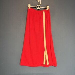 Vintage Union Made Red Skirt Women's Size 10 ILGWU Stripe Retro Groovy Preppy